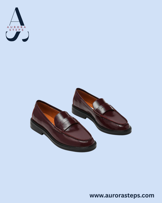 Adison Flat Shoe Wine Leather